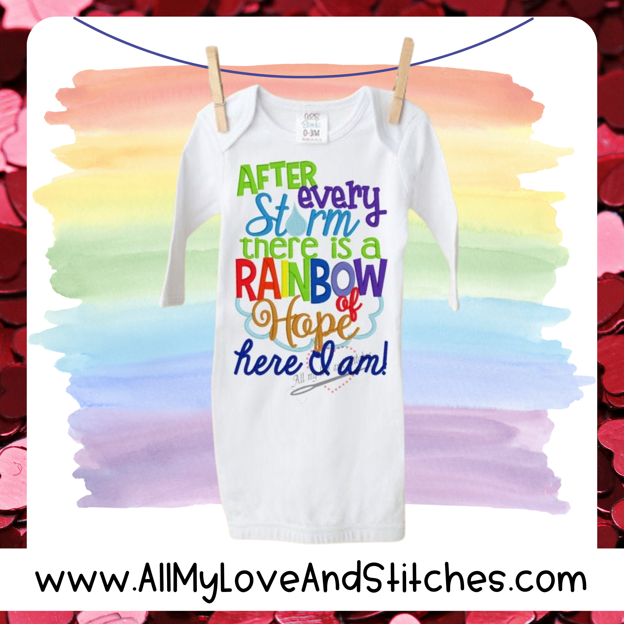 After Every Storm There Is A Rainbow of Hope Baby Gown