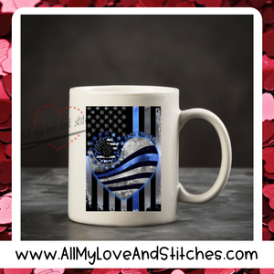 Back The Blue Hot Chocolate Mug Law Enforcement Coffee Cup