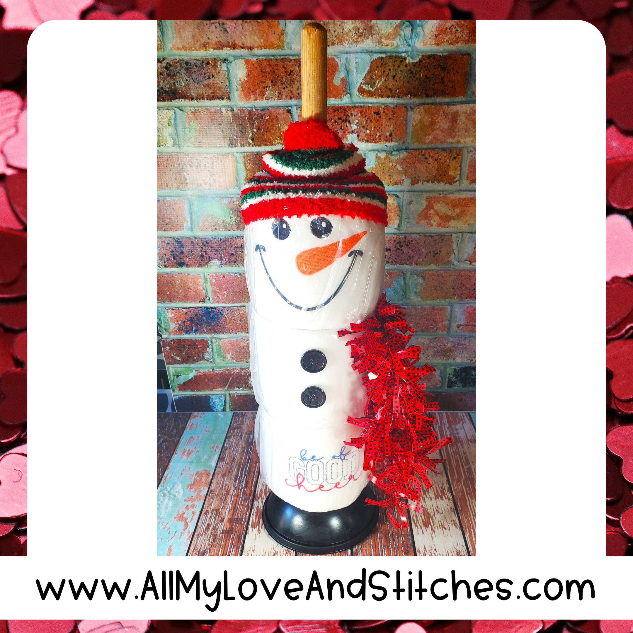 Snowman Toilet Paper Plunger Tower