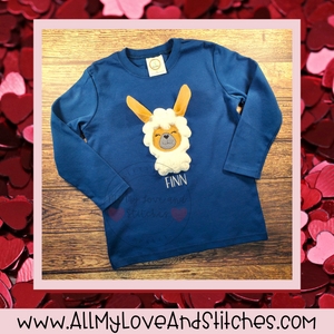 3-D Llama Toddler and Youth Embroidered Shirt