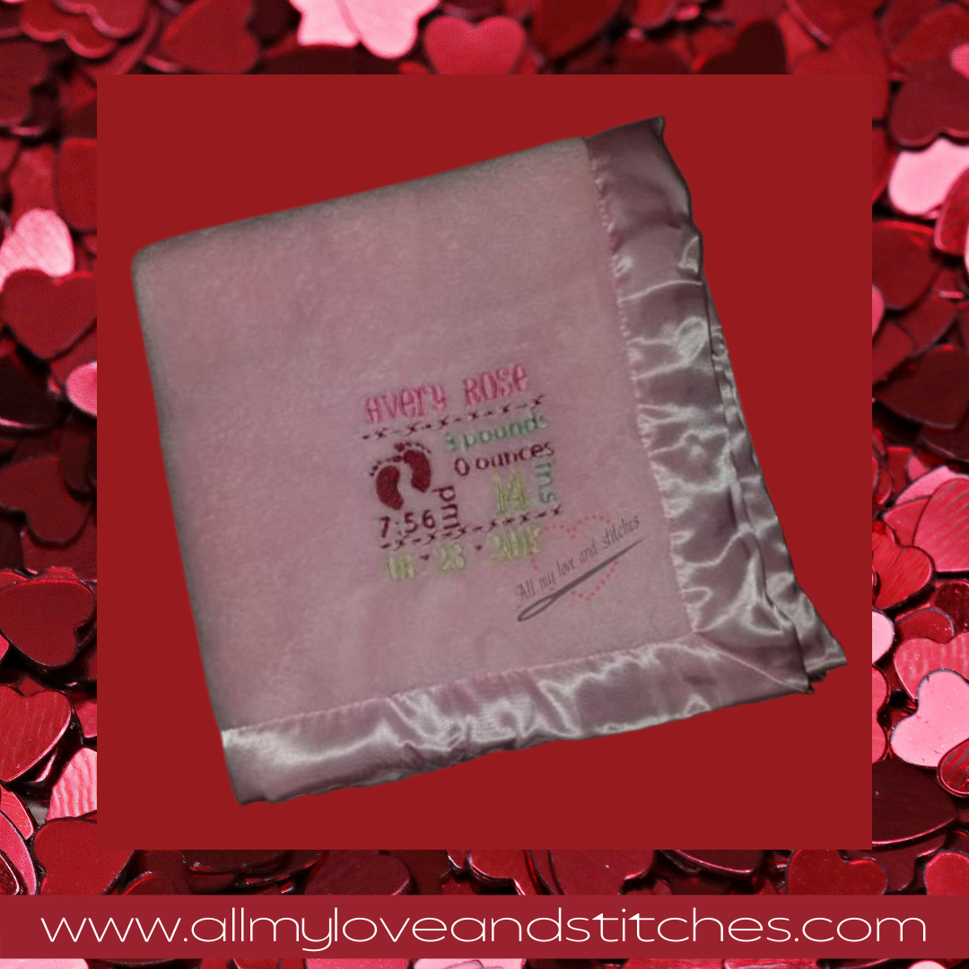 Birth Announcement Feet and Bows Baby Blanket