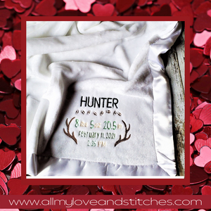 Birth Announcement Deer Baby Blanket