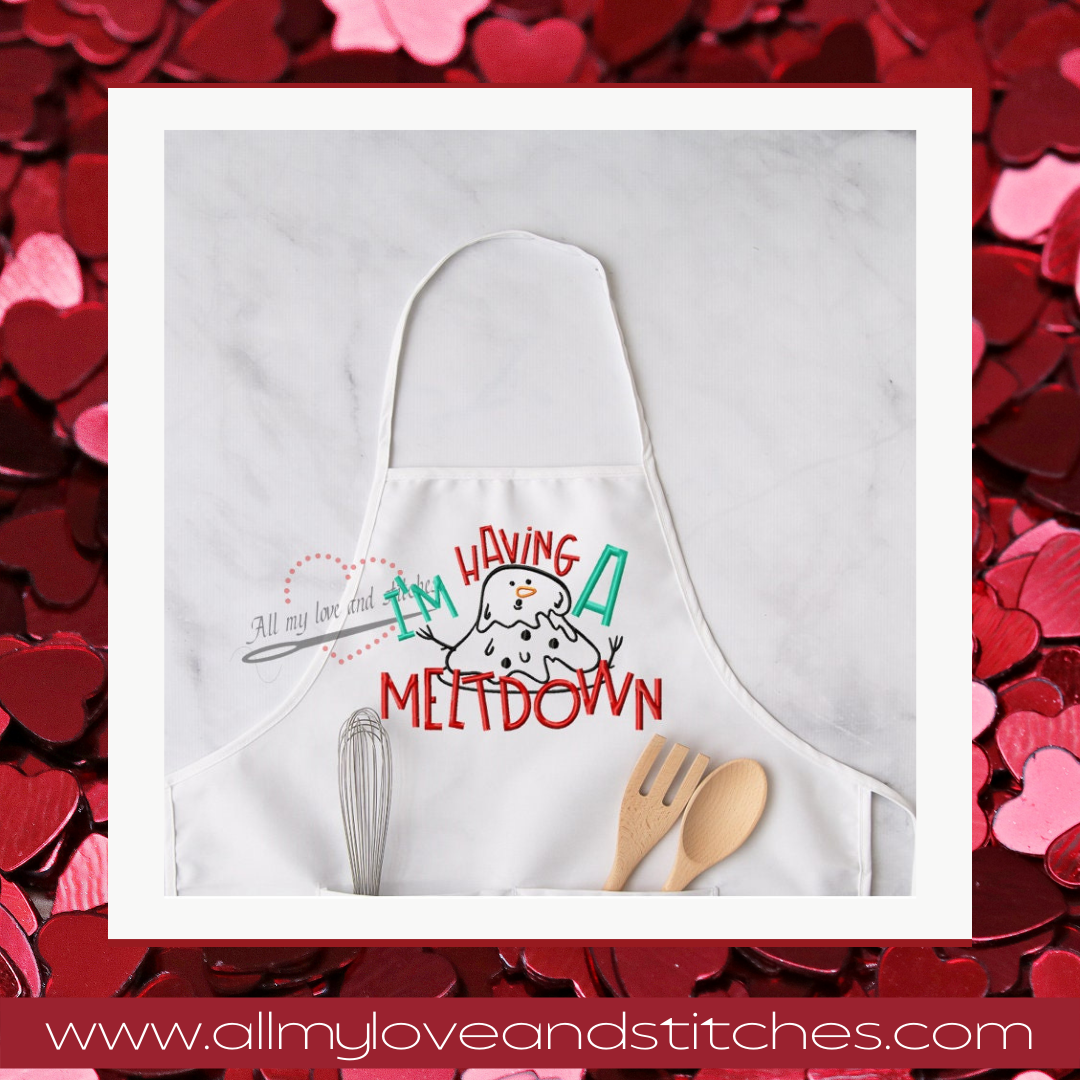 I'm Having A Meltdown Snowman Christmas Cooking Embroidered Apron