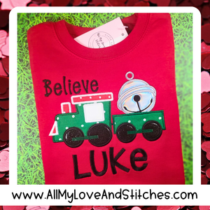 Christmas Train Embroidered Toddler and Youth Personalized Shirt