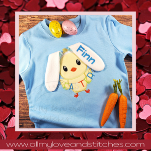 Easter Chick Wearing Floppy Bunny Ears Shirt