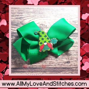 6 Inch St. Patrick's Day Hair Bow With Gnome