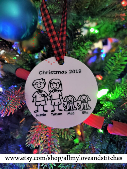 Stick Figure Family Christmas Ornament