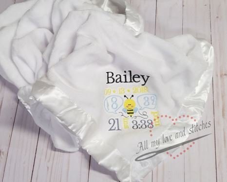 Birth Announcement Bee Blanket For Baby Shower