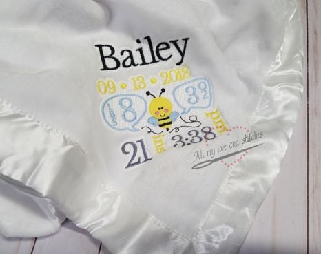 Birth Announcement Bee Blanket For Baby Shower