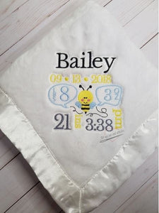 Birth Announcement Bee Blanket For Baby Shower