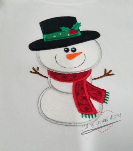 Snowman Embroidered Christmas Toddler and Youth Shirt