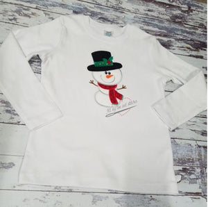 Snowman Embroidered Christmas Toddler and Youth Shirt