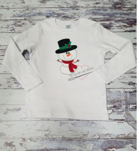 Snowman Embroidered Christmas Toddler and Youth Shirt