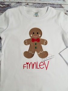 Christmas Gingerbread Man Embroidered Toddler and Youth Shirt