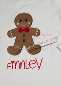 Christmas Gingerbread Man Embroidered Toddler and Youth Shirt