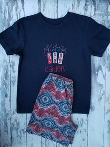 USA Firecracker Toddler and Youth Patriotic Embroidered Shirt