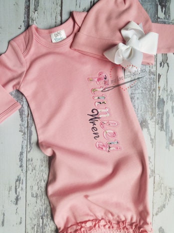 Personalized Baby Gown with Hat