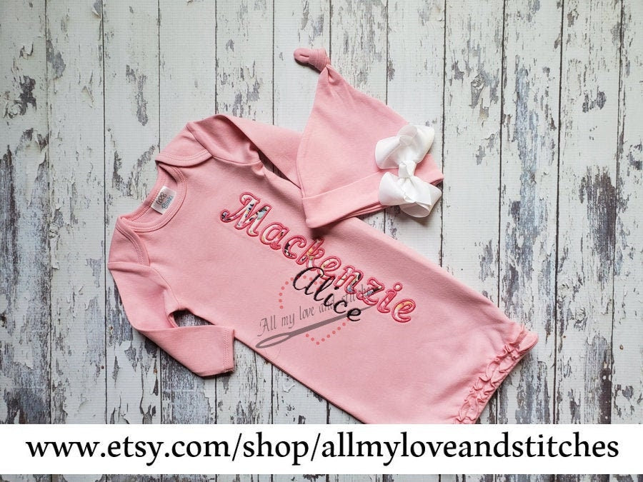 Personalized Baby Gown with Hat