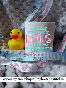 Wishing You Many Laughs With Your Little One Baby Shower Toilet Paper Gag Gift