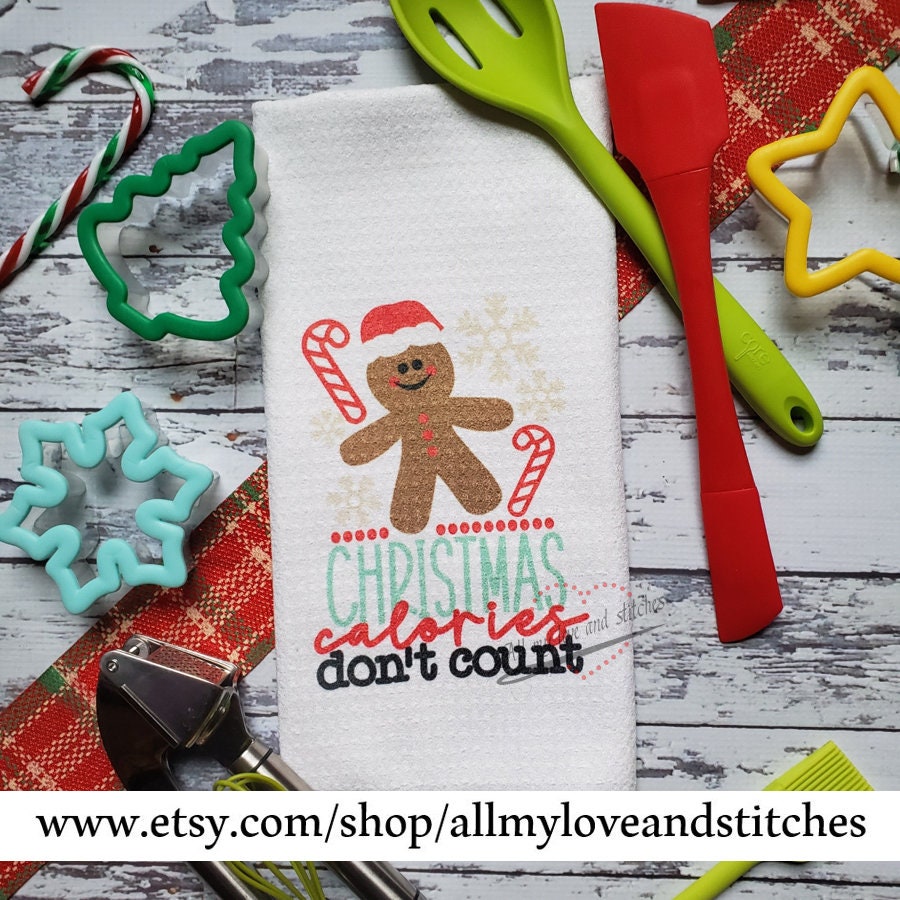 Christmas Calories Don't Count Christmas Kitchen Towel