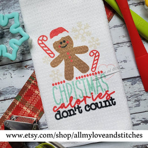 Christmas Calories Don't Count Christmas Kitchen Towel