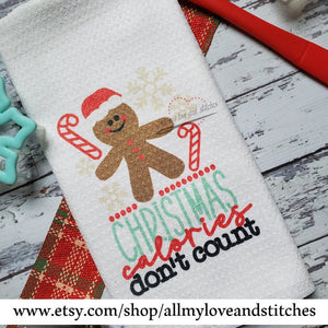 Christmas Calories Don't Count Christmas Kitchen Towel