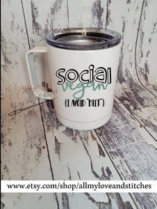 Social Vegan I Avoid Meet Custom Insulated Coffee Mug