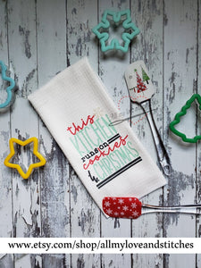 This Kitchen Runs On Cookies and Christmas Kitchen Towel