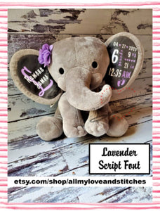 Birth Announcement Elephant Baby Gift