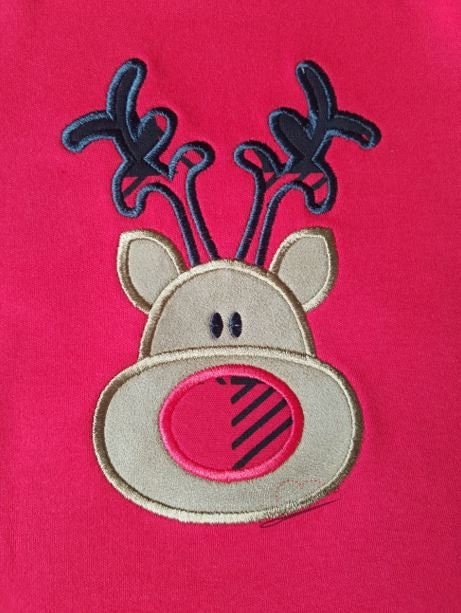 Christmas Reindeer Embroidered Holiday Child Shirt