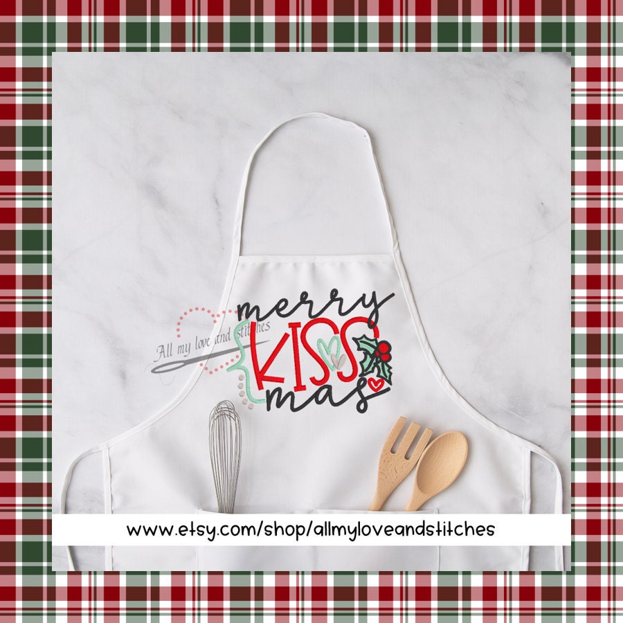 Merry Kiss Mas Christmas Apron