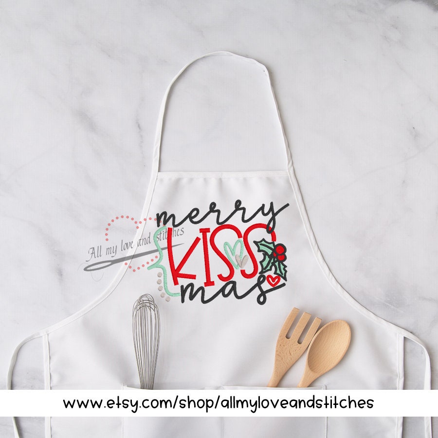 Merry Kiss Mas Christmas Apron