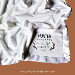 Birth Announcement Deer Baby Blanket