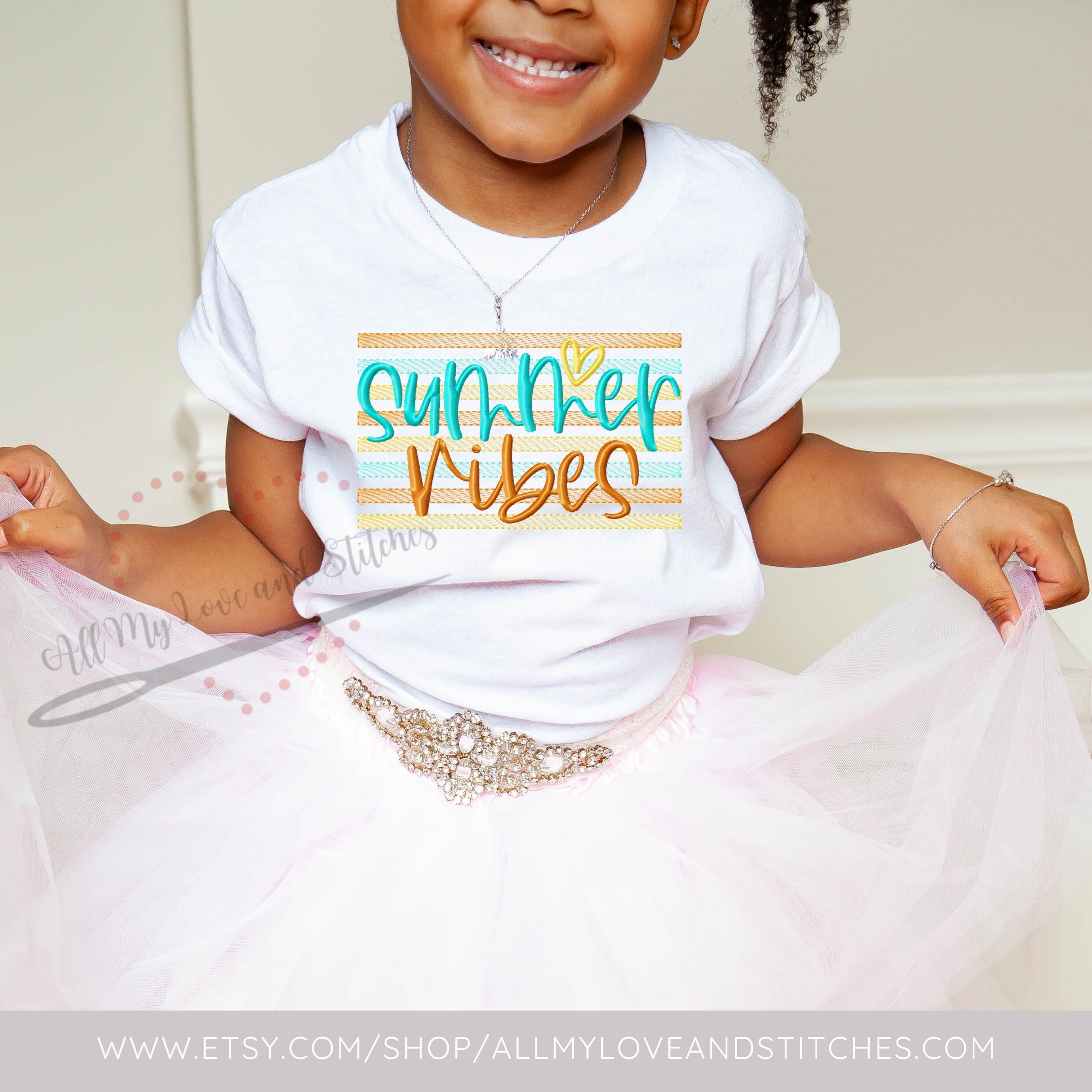 Summer Vibes Toddler and Youth Embroidered Shirt