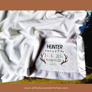 Birth Announcement Deer Baby Blanket