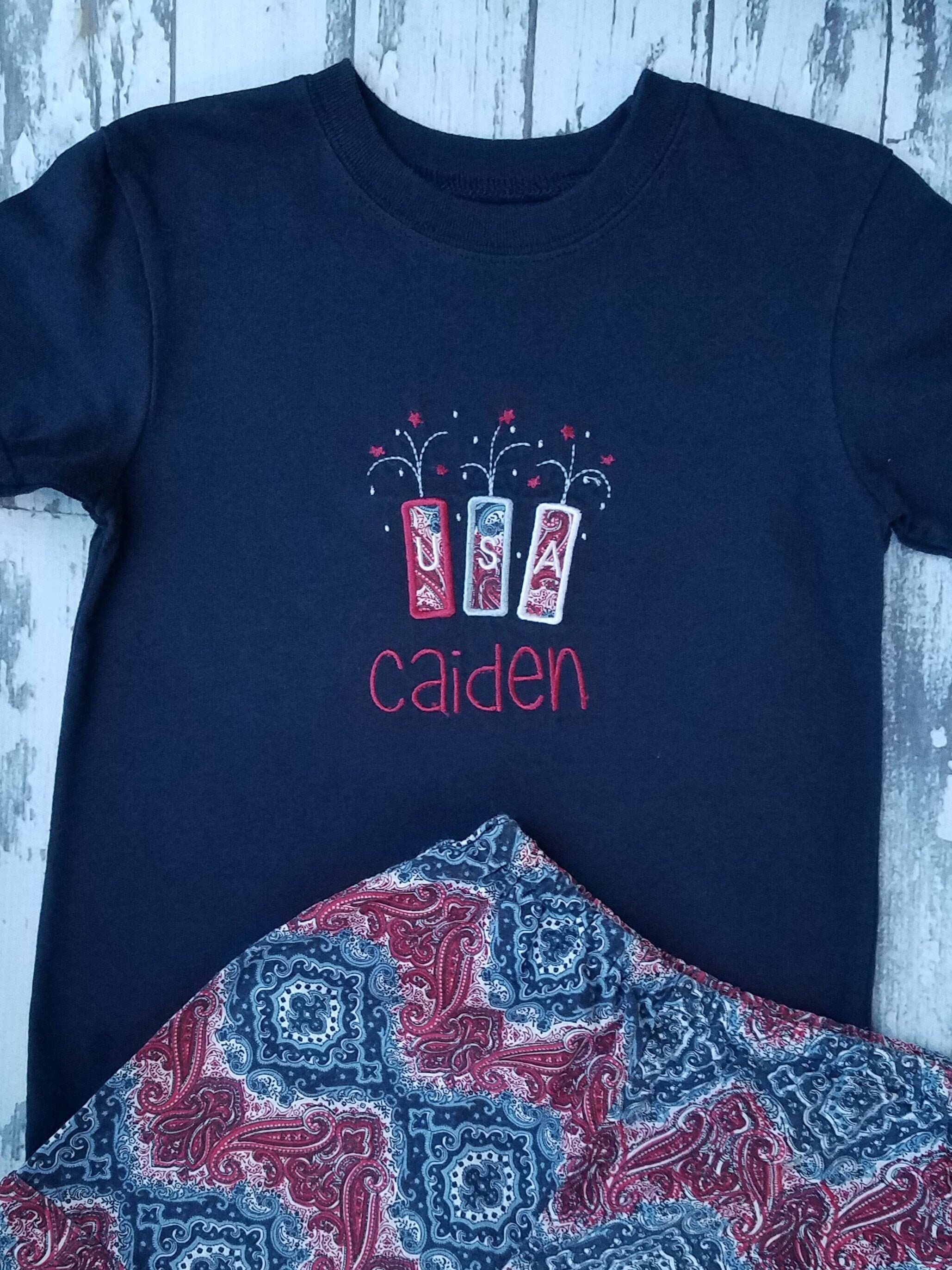 USA Firecracker Toddler and Youth Patriotic Embroidered Shirt