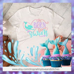 Born To Swim Embroidered Child Summer Shirt