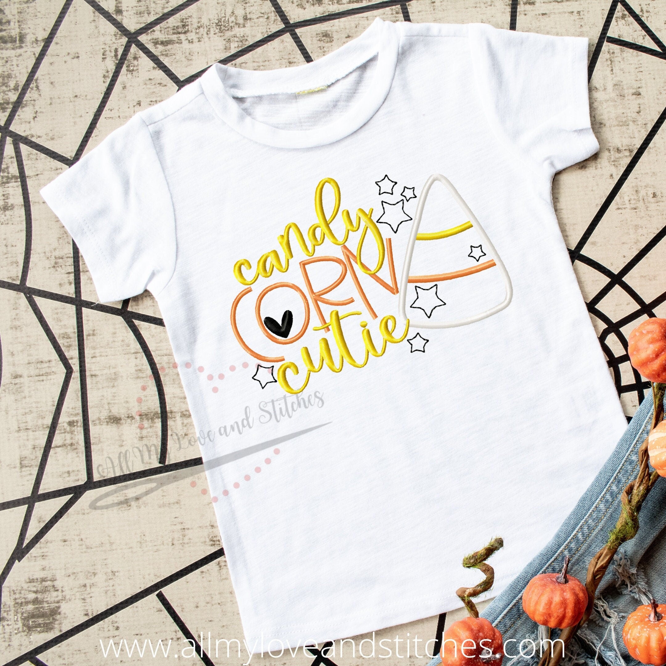 Candy Corn Cutie Embroidered Halloween Shirt